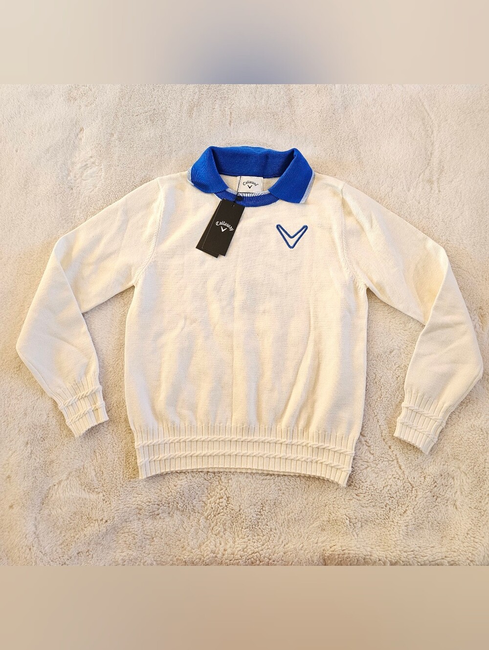 New Callaway Logo Knit Collared Sweater Size Small